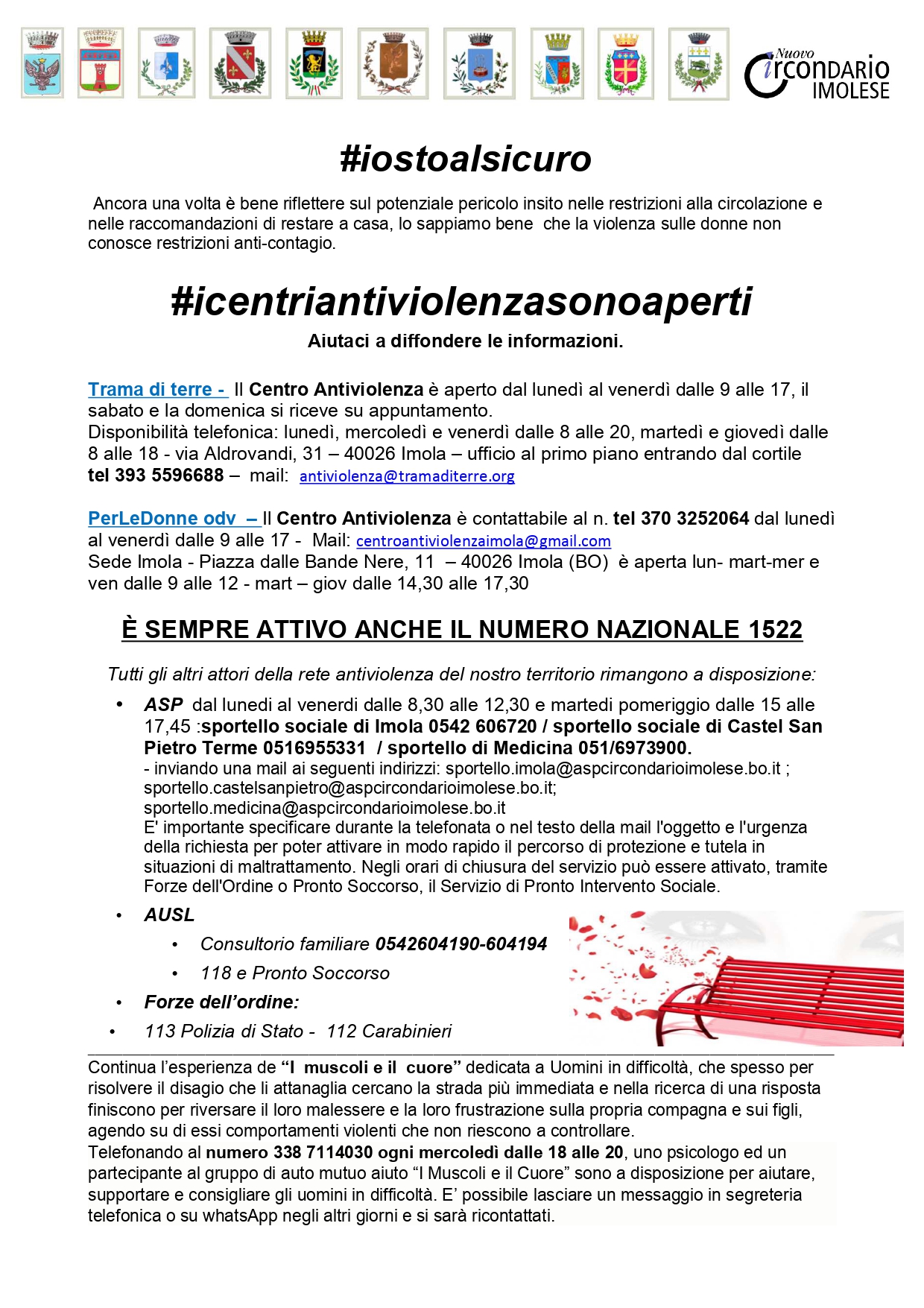 #iostoalsicuro - I Centri Antiviolenza sono aperti 